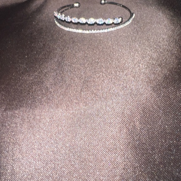 Silver Crystal Open Cuff Bracelet - Women Jewelry. - Picture 3 of 4